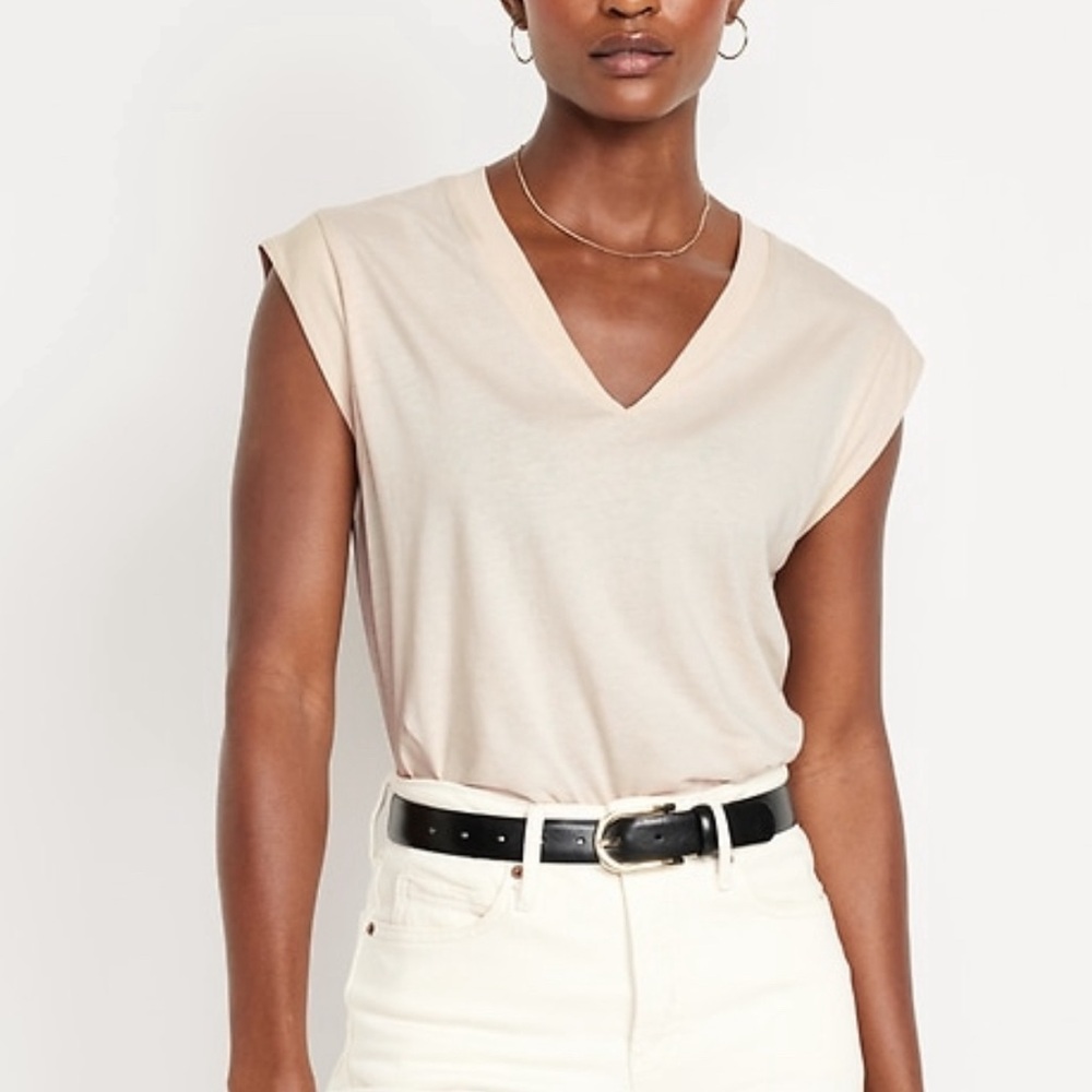 Women's Cream V-Neck Top
